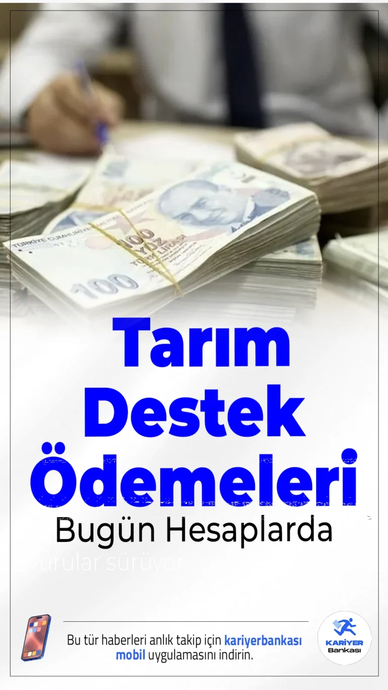 116 Milyon TL’lik Tarımsal Destekleme Ödemesi Bugün Hesaplarda.Tarım ve Orman Bakanlığı, çiftçilere yönelik toplam 116 milyon 301 bin TL’lik destekleme ödemesinin bugün itibarıyla hesaplara yatırılacağını duyurdu.