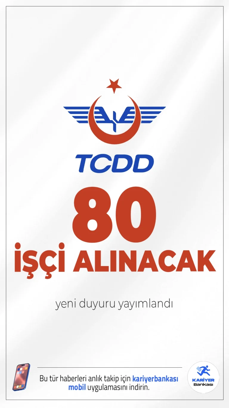 TCDD 80 İşçi Alımı Duyurusu Yayımlandı.TCDD İşletmesi Genel Müdürlüğü tarafından yeni bir işçi alımı ilanı yayımlandı. Haydarpaşa Liman İşletme Müdürlüğü, İzmir Liman İşletme Müdürlüğü ve Vangölü Feribot Müdürlüğü bünyesine toplamda 80 daimi işçi alımı yapılacak.Bu alımların 46’sı sözlü sınav usulüyle, 34’ü ise noter huzurunda kura çekimiyle yapılacak.Başvuru yapacak adayların genel ve özel şartları dikkatle incelemesi gerekmektedir. İşte şartlar ve başvuru bilgileri..