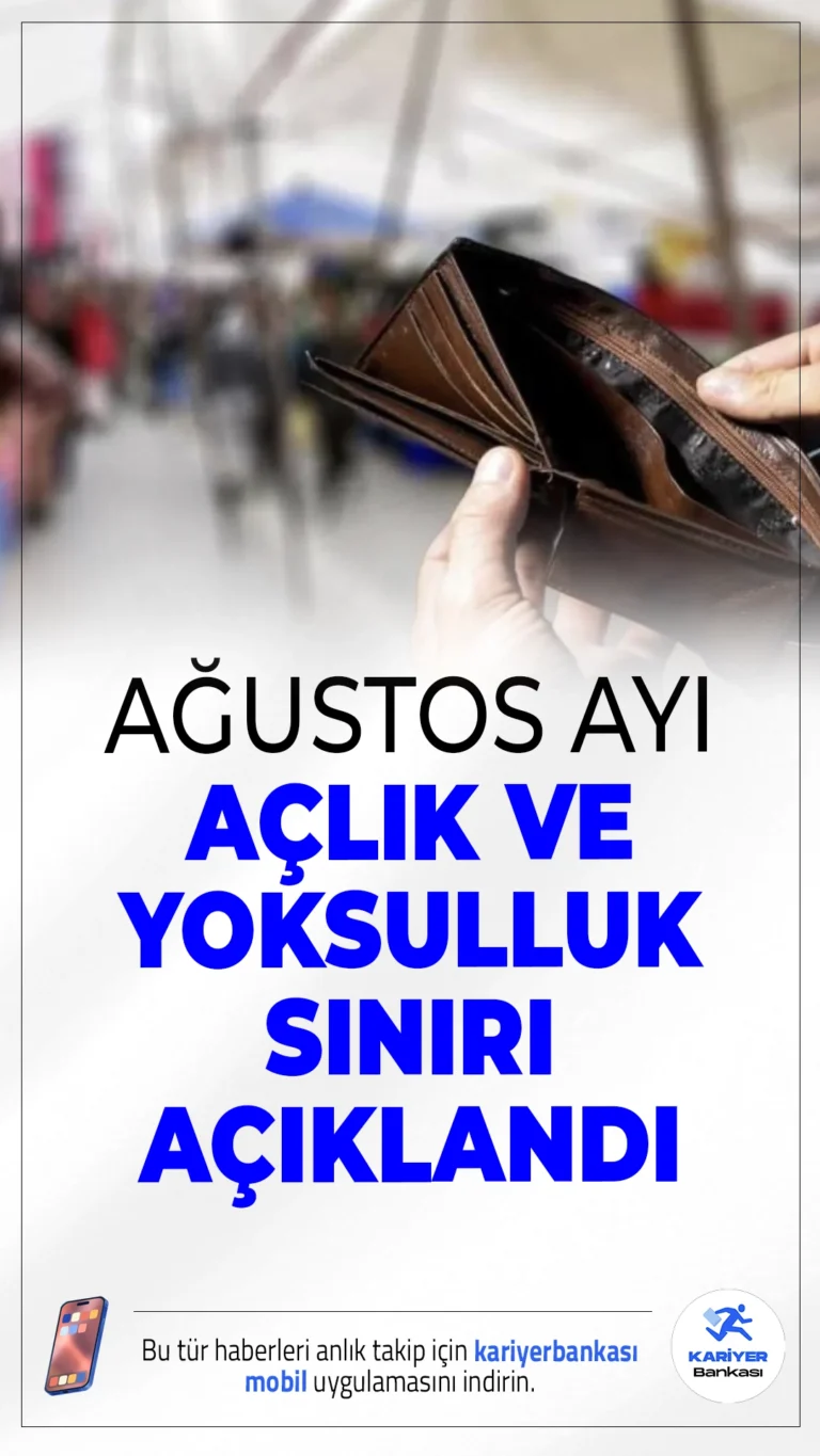 Geçim Sıkıntısı Derinleşiyor: Açlık Sınırı 27 Bini Aştı.Ağustos ayında dört kişilik bir ailenin açlık sınırı 27 bin 111 TL’ye yükselirken, yoksulluk sınırı ise 88 bin 310 TL’ye ulaştı. Gıda, konut, ulaşım gibi temel ihtiyaçlardaki fiyat artışları vatandaşın belini büküyor.