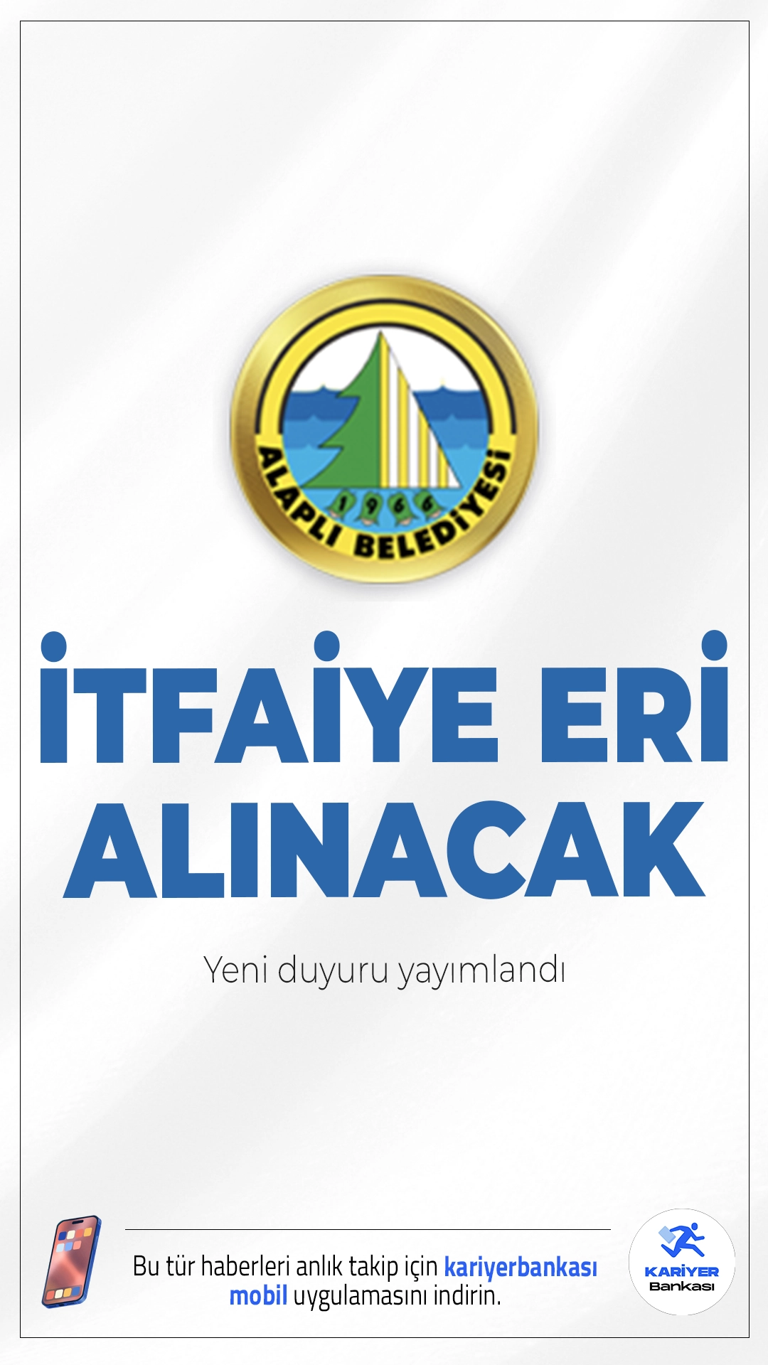 Alaplı Belediyesi 5 İtfaiye Eri Alımı Yapacak.Zonguldak ili Alaplı Belediyesi, 657 sayılı Devlet Memurları Kanunu kapsamında açıktan atama yoluyla toplam 5 itfaiye eri alımı gerçekleştireceğini duyurdu. Alımlar, ön lisans mezunu adaylar arasından yapılacak olup, hem erkek hem kadın adaylara açık kadrolar bulunmaktadır.