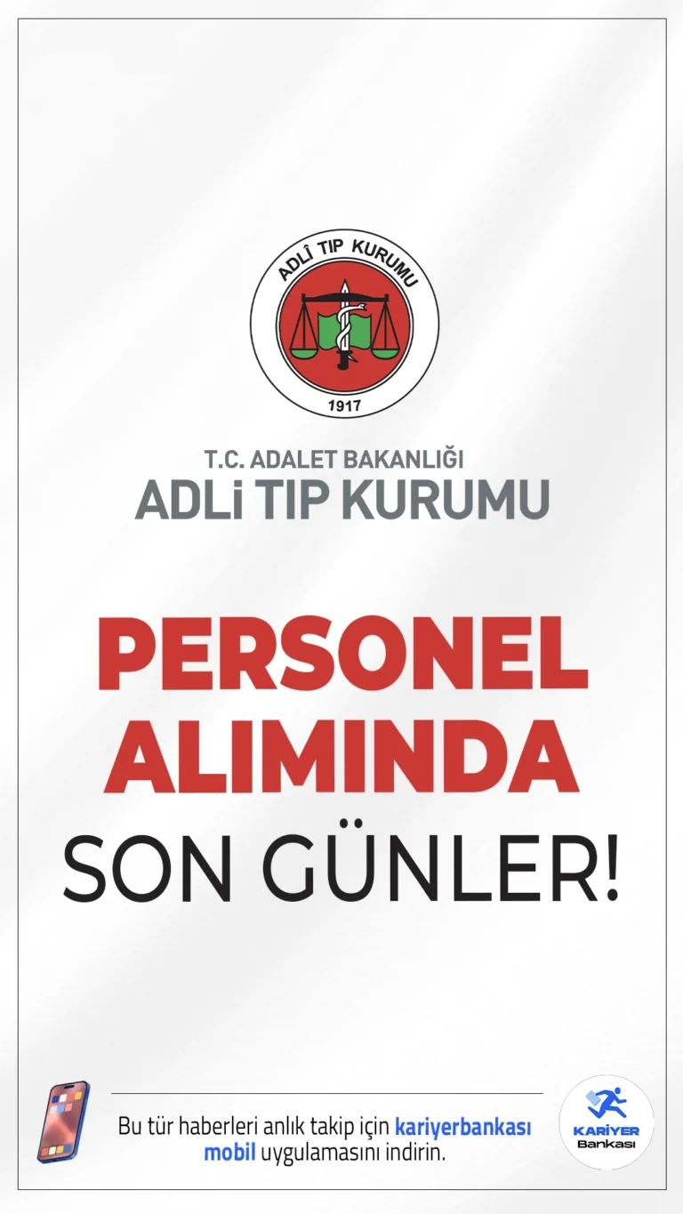 Adli Tıp Kurumu (ATK) 155 Personel Alımı Başvurularında Son Günler.Adli Tıp Kurumu (ATK) personel alımı başvurularında sona gelindi. İlgili alım duyurusunda, Adli Tıp Kurumu'na (ATK) destek personeli, koruma ve güvenlik görevlisi, sağlık teknikeri, hemşire, büro personeli, infaz ve koruma memuru, mühendis, psikolog vb. ünvanlarda personel alımı yapılacağı aktarıldı. Başvuru yapacak adayların genel şartların yanı sıra, özel şartları da dikkatle incelemesi gerekmektedir. İşte şartlar ve başvuru bilgileri..