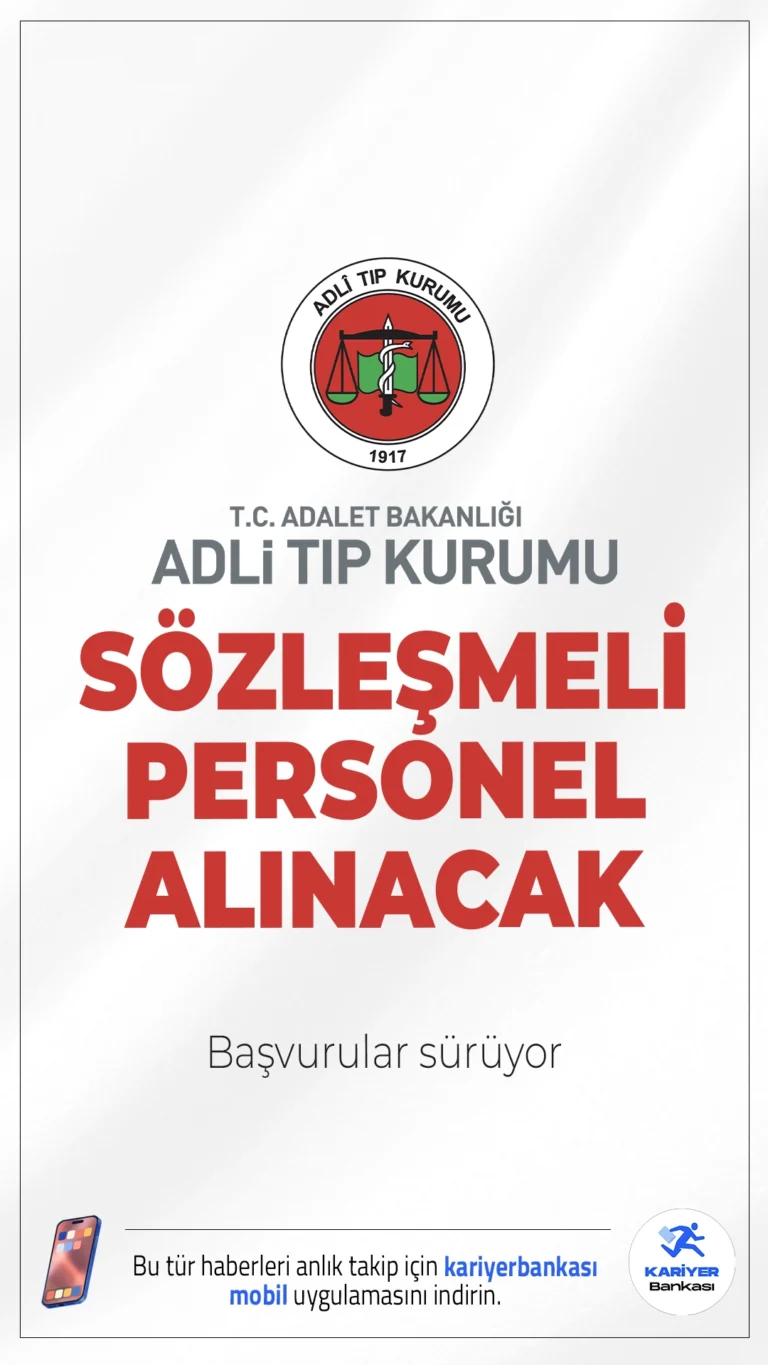 Adli Tıp Kurumu (ATK) 155 Personel Alımı Başvurusu Sürüyor.Adli Tıp Kurumu (ATK) personel alımı için başvuru işlemleri devam ediyor. Resmi Gazete'de yayımlanan duyuruya göre, Adli Tıp Kurumu'na destek personeli, koruma ve güvenlik görevlisi, sağlık teknikeri, hemşire, büro personeli, infaz ve koruma memuru, mühendis, psikolog vb. ünvanlarda personel alımı yapılacak. Başvuru yapacak adayların genel ve özel şartları sağlaması gerekmektedir. İşte şartlar ve başvuru bilgileri..