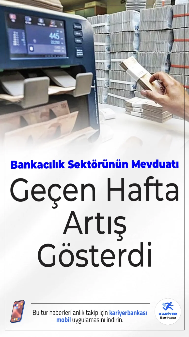 Bankacılık Sektörünün Mevduatı Geçen Hafta Artış Gösterdi.Türkiye’de bankacılık sektörünün toplam mevduatı, 8 Ağustos ile biten haftada önceki haftaya göre 169 milyar 249 milyon 707 bin lira yükselerek 24 trilyon 653 milyar 578 milyon 725 bin liraya ulaştı.