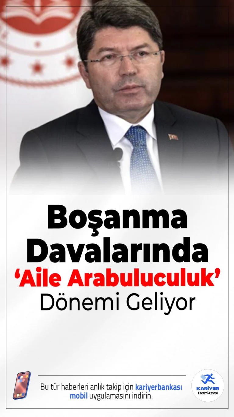 Bakan Tunç Duyurdu: Boşanma Davalarında ‘Aile Arabuluculuk’ Dönemi Geliyor.Boşanma davalarında yeni dönem başlıyor. Adalet Bakanı Yılmaz Tunç, aile arabuluculuk sistemini devreye alarak boşanma süreçlerini hızlandırmayı hedeflediklerini açıkladı.