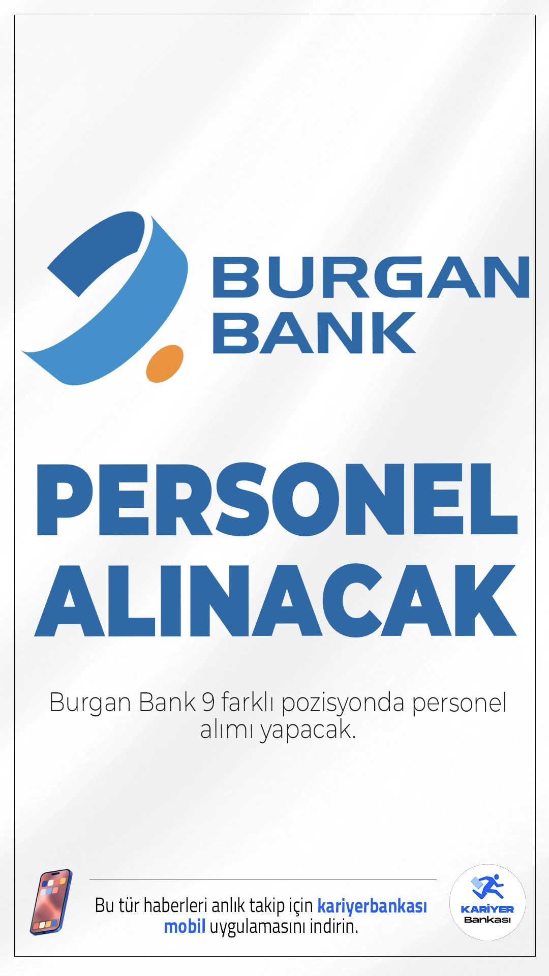 Burgan Bank 9 Farklı Pozisyonda Personel Alacak.Burgan Bank Türkiye genelinde 9 farklı pozisyonda personel alımı yapacağını duyurdu. Uluslararası bir finans kurumu olarak sektördeki büyümesini sürdüren banka, Maslak, Çukurova (Adana) ve İstanbul gibi önemli bölgelerde görevlendirilmek üzere yüzlerce yeni ekip arkadaşını kadrosuna katacak.