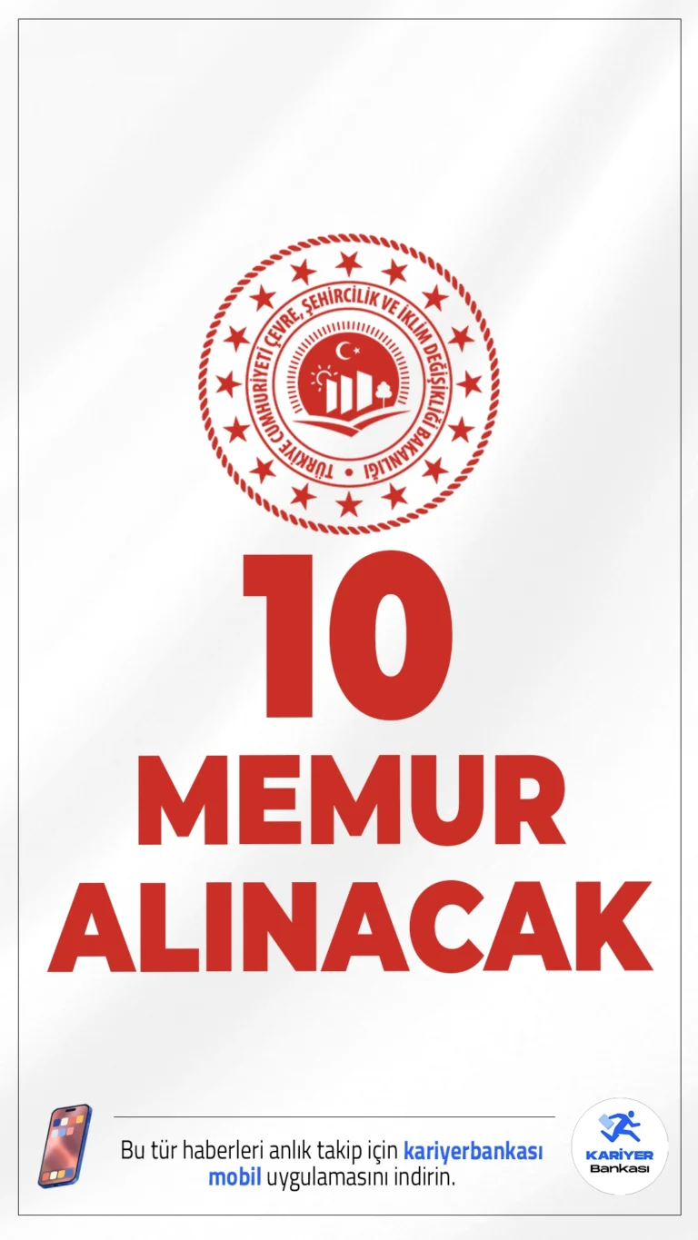 Çevre, Şehircilik ve İklim Değişikliği Bakanlığı 10 Memur Alımı Yapacak.Çevre, Şehircilik ve İklim Değişikliği Bakanlığı Rehberlik ve Teftiş Başkanlığı, Müfettiş Yardımcısı alımı yapacağını duyurdu. Alım, 7 Hukuk ve 3 Çevre Mühendisliği mezunu aday için geçerli olacak. Adaylar, yazılı ve sözlü sınav sonucuna göre değerlendirilecek.