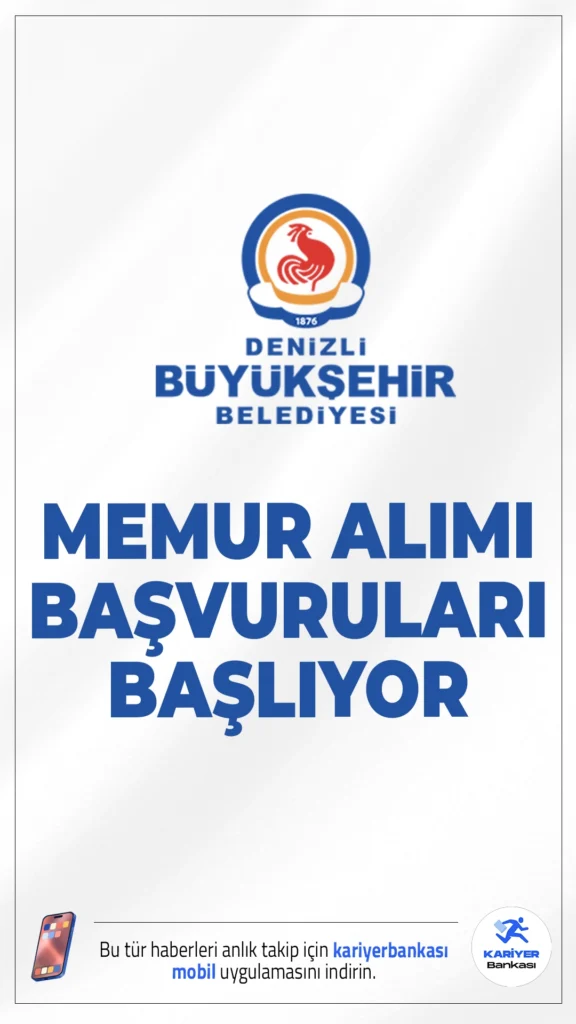 Denizli Büyükşehir Belediyesi 40 Memur Alımı Başlıyor.Denizli Büyükşehir Belediyesi kadın erkek adaylardan olmak üzere memur alımı gerçekleştirecek. Alımlar, açıktan atama yoluyla yapılacak olup, adayların önlisans düzeyinde İtfaiyecilik ve Yangın Güvenliği, İtfaiyecilik ve Sivil Savunma, Sivil Savunma ve İtfaiyecilik programlarından mezun olmaları gerekmektedir.işte genel ve özel şartlar...