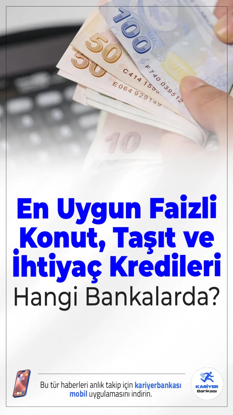 En Uygun Faizli Konut, Taşıt ve İhtiyaç Kredileri Hangi Bankalarda?Tüketiciler faiz indirimi beklentisiyle kredi başvurularında frene bastı. 15 Ağustos haftasında kredi hacminde 8 milyar TL'lik düşüş yaşanırken, konut kredileri hariç tüm kalemlerde gerileme kaydedildi.