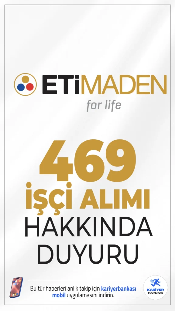 Eti Maden 469 İşçi Alımı Sonuçları Açıklandı.Eti Maden İşletmeleri’nin 469 işçi alımı başvuru sonuçları açıklandı. Sözlü sınava girecek aday listesi ve detaylar belli oldu.