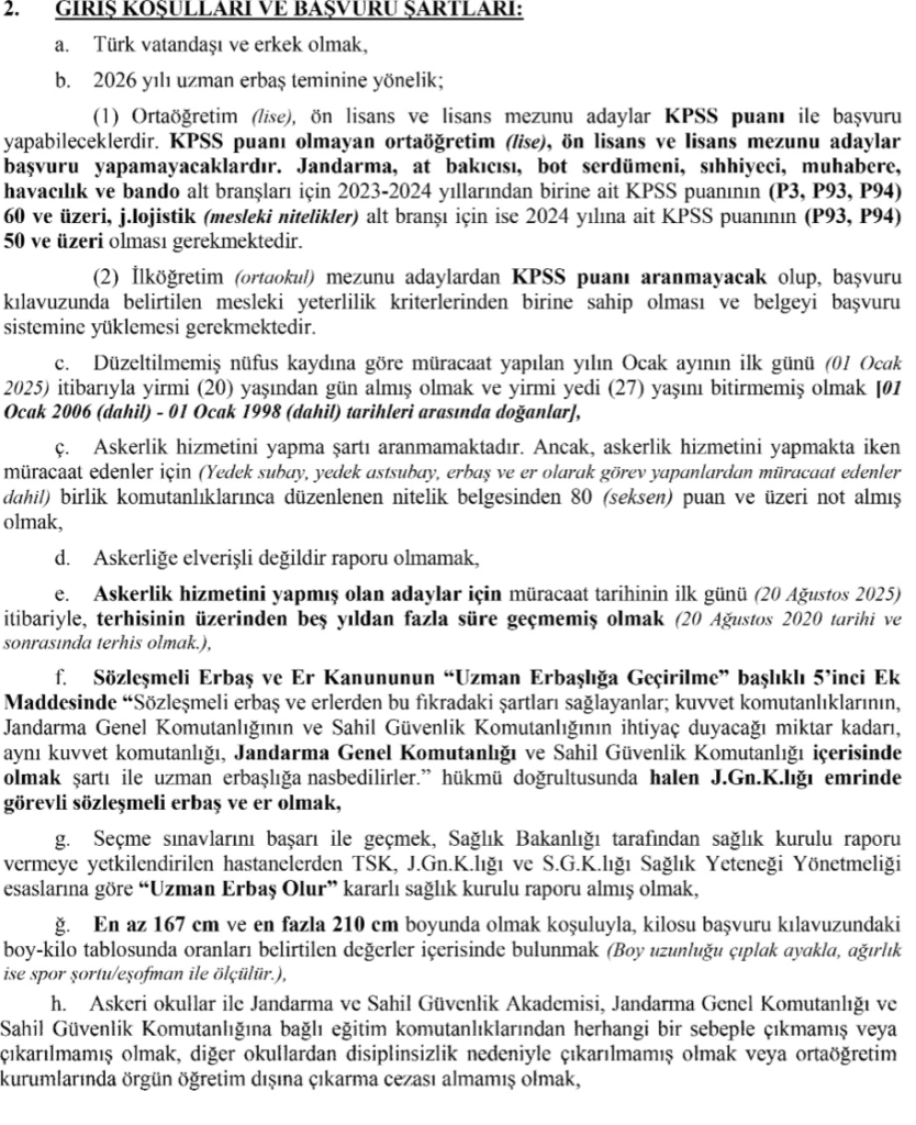 Jandarma 8 bin uzman erbaş