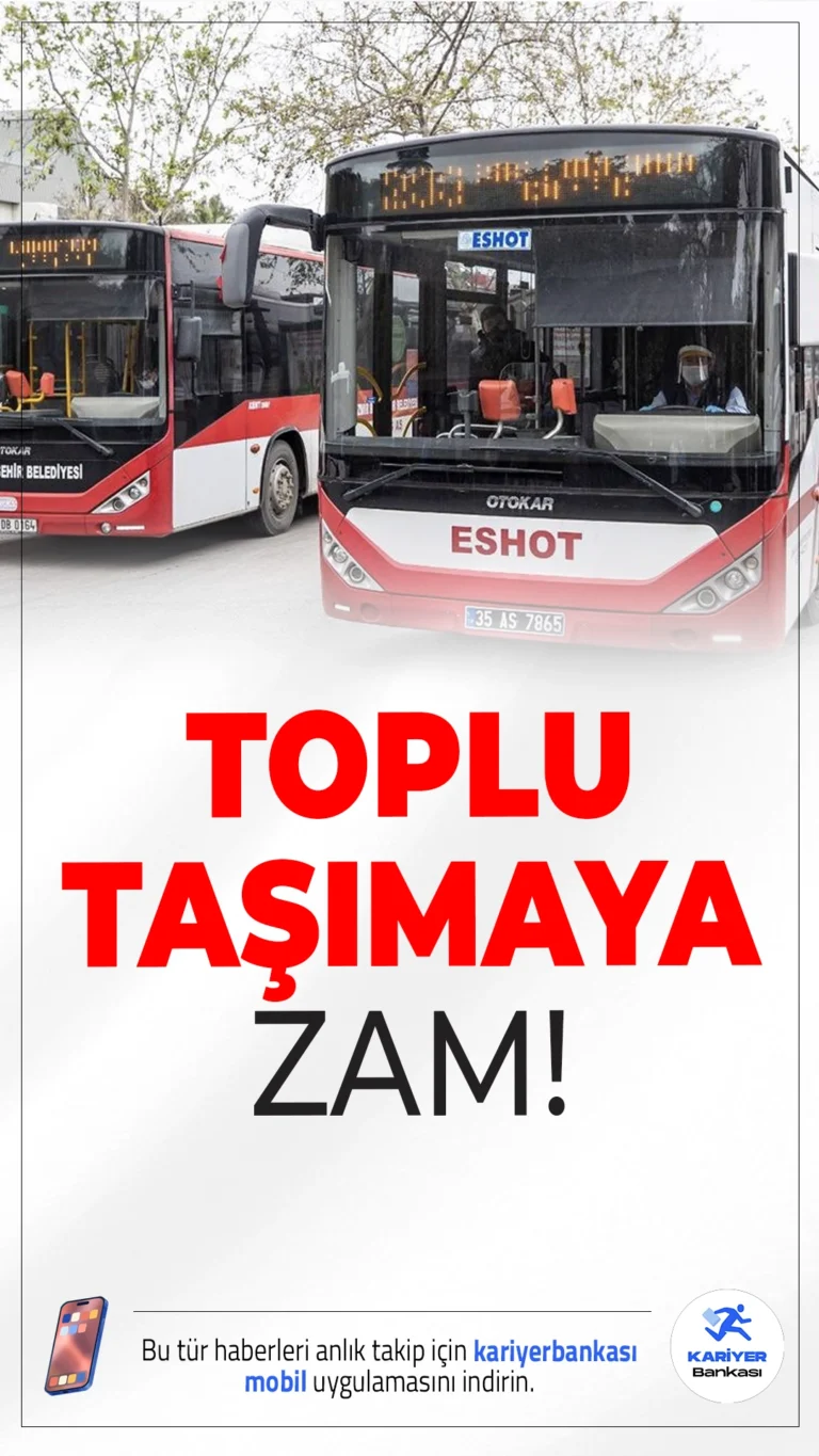 İzmir’de Toplu Taşımaya Zam Geldi: 1 Eylül’de Yürürlüğe Giriyor.İzmir’de yaşayanları ilgilendiren önemli bir karar alındı. 1 Eylül’den itibaren toplu ulaşım ücretlerine zam geliyor. Yeni tarifede hem tam biniş hem de indirimli bilet fiyatları arttı.