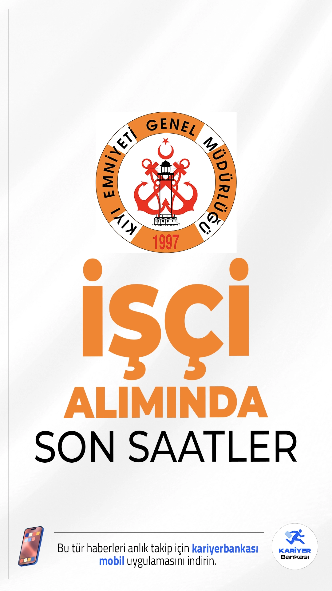 Kıyı Emniyeti 15 İşçi Alımında Son Saatler.Kıyı Emniyeti Genel Müdürlüğü daimi işçi statüsünde tekniker ve mühendis alımı başvuruları bugün(8 Ağustos) sona eriyor. İlgili duyuruya göre Kıyı Emniyetine ön lisans ve lisans mezunlarından olmak üzere işçi alımı yapılacak.Başvuru yapacak adayların belirtilen şartları sağlaması gerekmektedir.