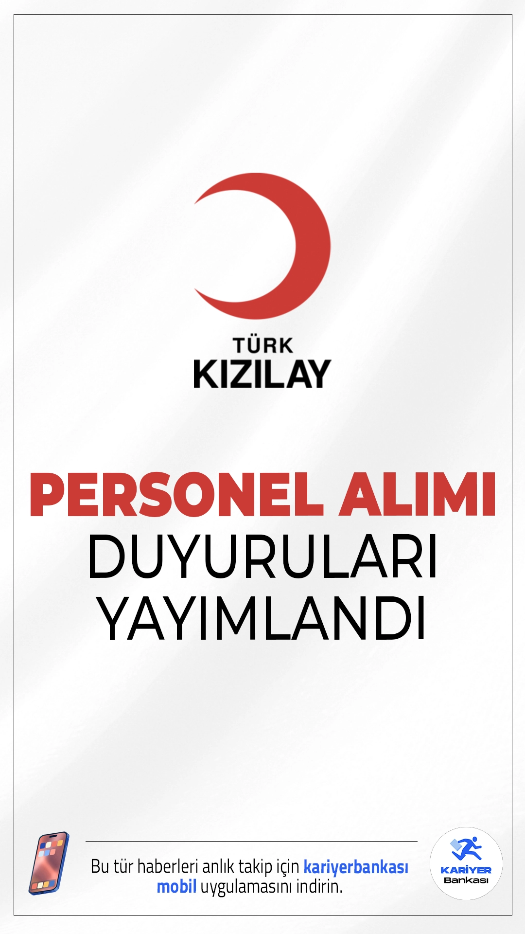 Kızılay Personel Alımı Duyuruları Yayımlandı.Kızılay sağlık alanında çeşitli görevlerde istihdam edilmek üzere personel alımı gerçekleştirecek. Farklı illerde açılan bu ilanlar kapsamında başvurular belirli tarihler arasında alınacak.İşte şartlar ve başvuru bilgileri..