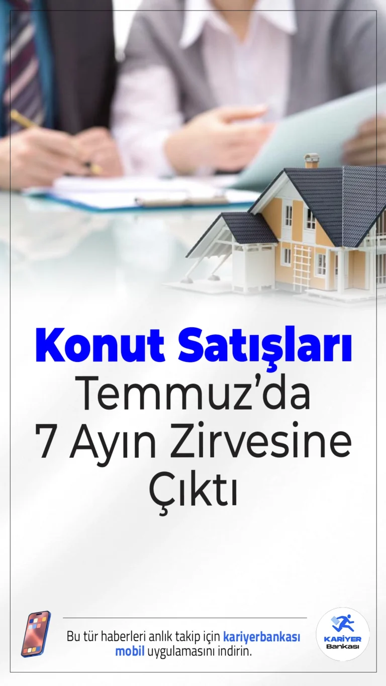 Konut Satışları Temmuz 2025’te 7 Ayın Zirvesine Çıktı.Türkiye genelinde konut satışları Temmuz 2025’te yüzde 12,4 artışla 142 bin 858’e ulaşarak son 7 ayın en yüksek seviyesine çıktı.