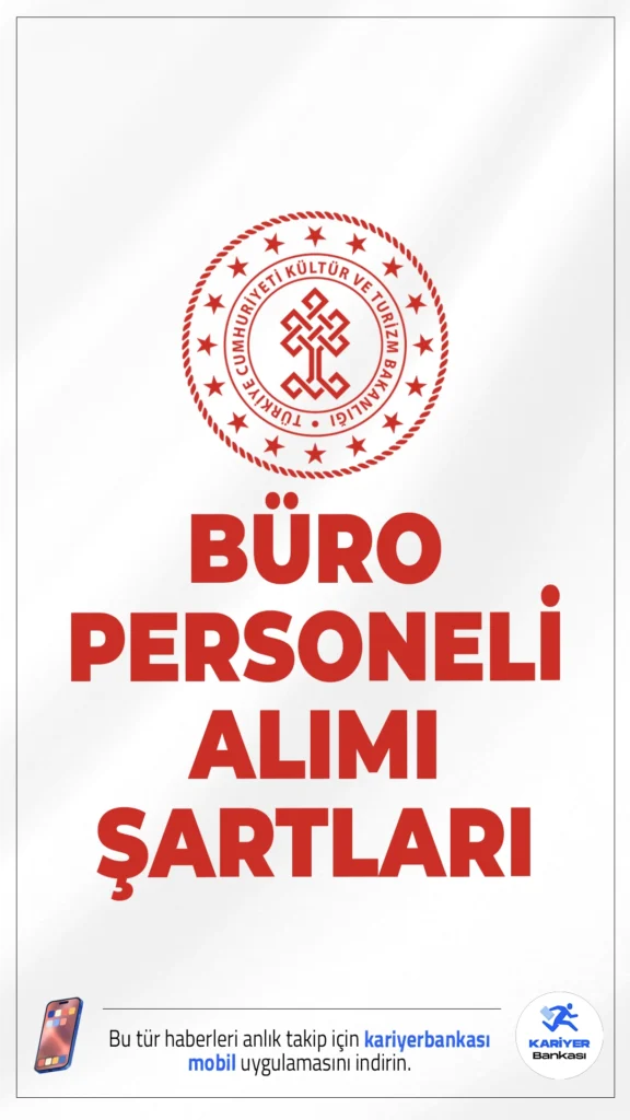 Kültür Bakanlığı 207 Büro Personeli Alımı Şartları.Resmi Gazete'de yayımlanan duyuruda, Kültür ve Turizm Bakanlığına 795 sözleşmeli personel alımı kapsamında 207 büro personeli alımı yapılacağı aktarılmış, başvurular 25 Ağustos 2025 itibariyle alınmaya başlamıştı.İşlemler 8 Eylül 2025 tarihinde sona erecek. İşte şartlar ve illere göre kontenjanlar...