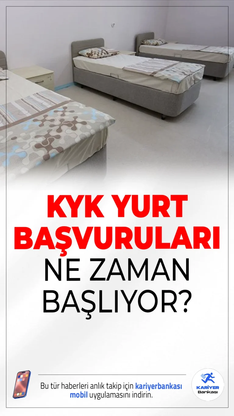 KYK Yurt Başvuruları Ne Zaman Başlayacak? 2025 Yurt Ücretleri Ne Kadar?Üniversite yerleştirme sonuçlarının açıklanmasıyla birlikte öğrencilerin gündeminde KYK yurt başvuruları yer alıyor. 2025-2026 eğitim yılı için yurtlara başvuru yapacak adaylar, başvuru takviminin netleşmesini bekliyor.