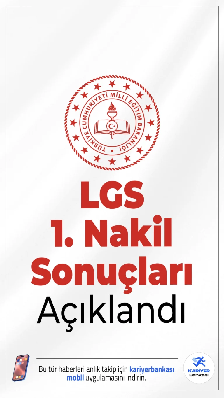 LGS 1. Nakil Sonuçları Açıklandı.Liselere Geçiş Sistemi kapsamında yerleştirmeye esas 1. nakil sonuçları açıklandı. Öğrenciler sonuçlara meb.gov.tr üzerinden ulaşabiliyor.