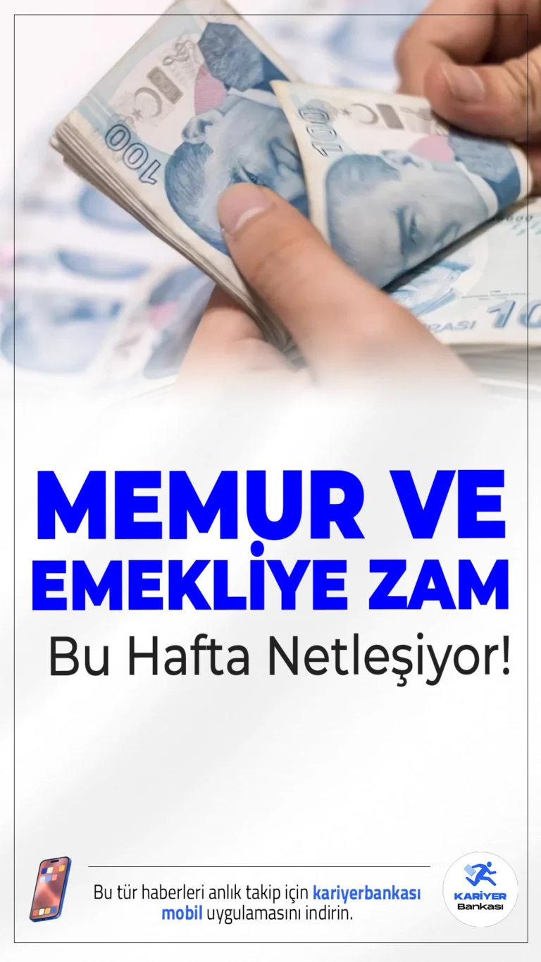 Memur ve Emekliye Zam Bu Hafta Netleşiyor.6,5 milyon memur ve emekli için 2026-2027 zam oranı bu hafta netleşecek. Karar, Kamu Görevlileri Hakem Kurulu tarafından açıklanacak.