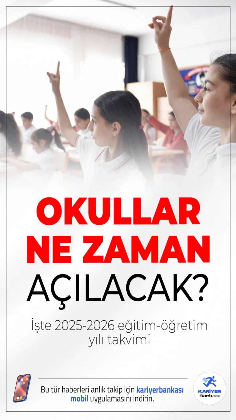2025-2026 Eğitim Öğretim Yılı Ne Zaman Başlıyor? MEB Takvimi Açıklandı.Milli Eğitim Bakanlığı, 2025-2026 eğitim öğretim yılına ilişkin detaylı takvimi yayımladı. Öğrenciler için ders zili eylül ayında çalacak.