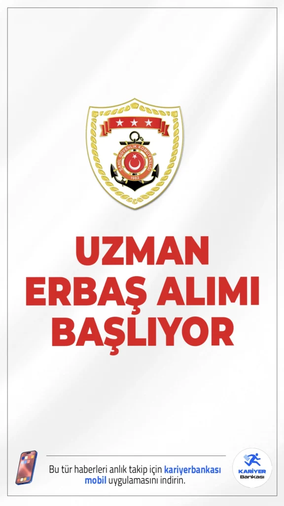 Sahil Güvenlik 250 Uzman Erbaş Alımı Başlıyor.Sahil Güvenlik Komutanlığı uzman erbaş alımı için başvuru işlemleri başlıyor. Resmi Gazete'de yayımlanan duyuruya göre en az lise mezunlarından uzman erbaş alımı yapılacak.Başvuru yapacak adayların genel ve özel şartları taşıması gerekmektedir.