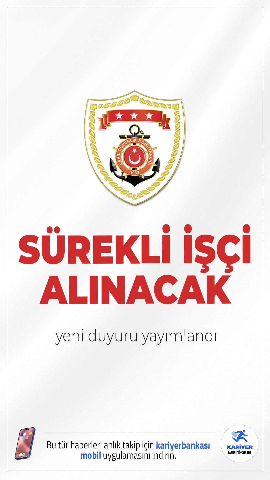 Sahil Güvenlik Komutanlığı 23 Sürekli İşçi Alacak.İçişleri Bakanlığı Sahil Güvenlik Komutanlığı, 2025 yılı için Sahil Güvenlik Karadeniz Onarım Destek Komutanlığı bünyesinde çalıştırılmak üzere toplam 23 sürekli işçi alımı yapacağını duyurdu. İlan kapsamında farklı meslek dallarında personel alınacak. İşe alımlar, İŞKUR üzerinden yürütülecek başvuru süreciyle gerçekleştirilecek.