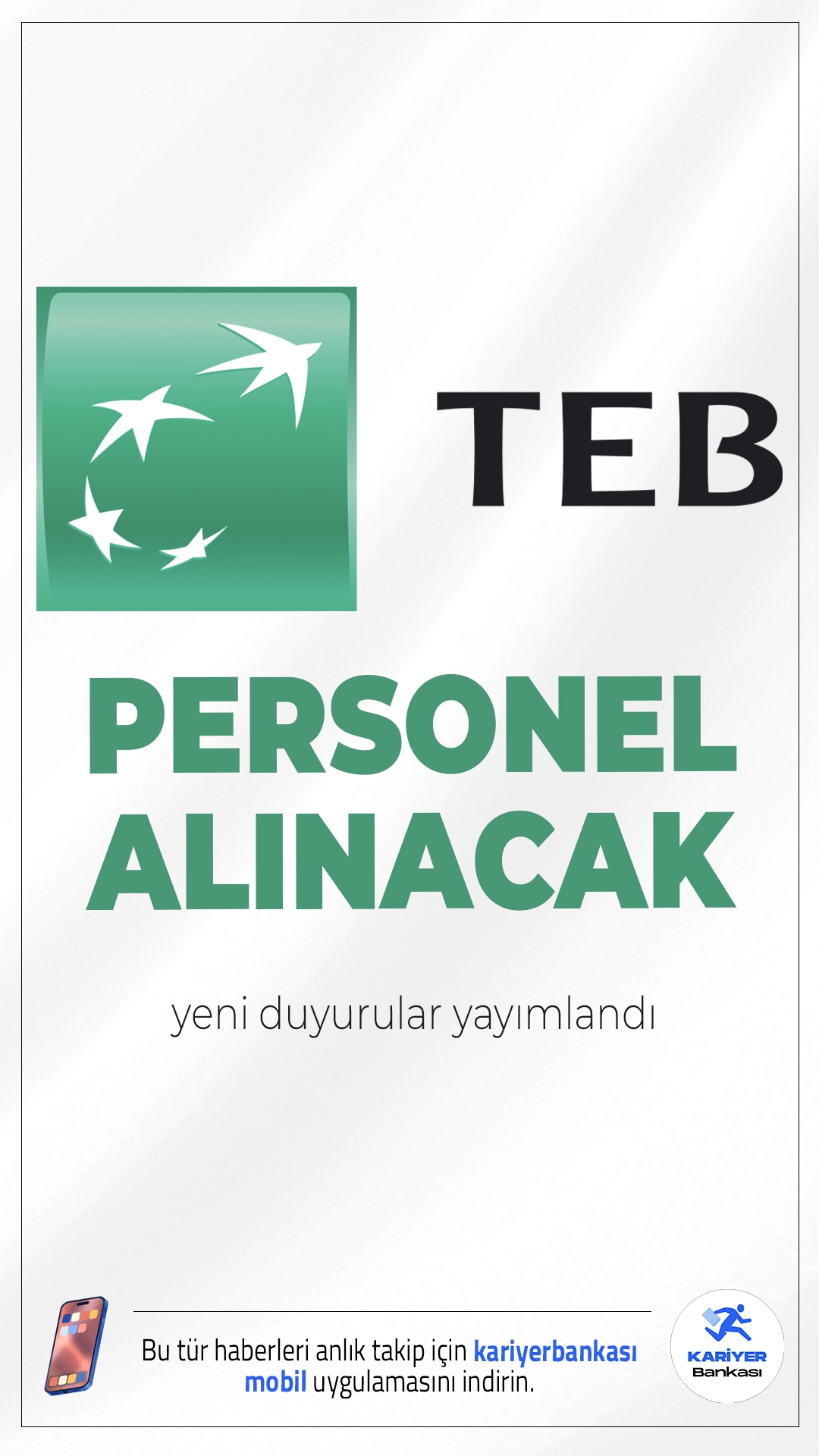 TEB Bankası 2025 Ağustos Dönemi Personel Alımı Başladı.Türkiye Ekonomi Bankası (TEB), 2025 yılı Ağustos ayı itibariyle birçok farklı pozisyon için yeni personel alımı yapacağını duyurdu. Türkiye genelindeki birçok şehirde geçerli olacak bu ilan ile, farklı uzmanlık alanlarına sahip adayların başvuruları kabul edilecek.