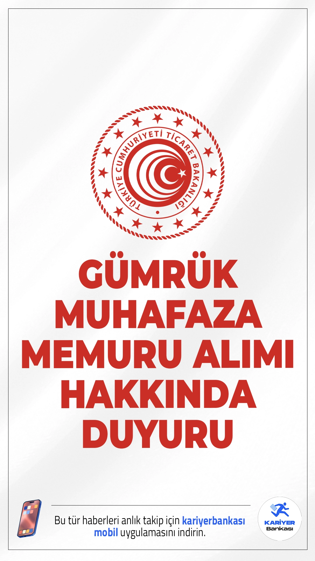 Ticaret Bakanlığı Gümrük Muhafaza Memuru Alımı Hakkında Duyuru.Ticaret Bakanlığı sayfasından yayımlanan duyuruda, noter huzurunda yapılan kura çekilişi sonucu görev yapacağı iller belirlenen Sözleşmeli Gümrük Muhafaza Memurlarının atamaları Bakanlık Makamının 14.08.2025 tarihli Onayı ile yapıldığı, ataması yapılan adayların 14.08.2025 tarihinden itibaren en geç 22.08.2025 tarihine kadar yerleştirildiği gümrük idaresindeki görevlerine başlamaları gerektiği aktarıldı.