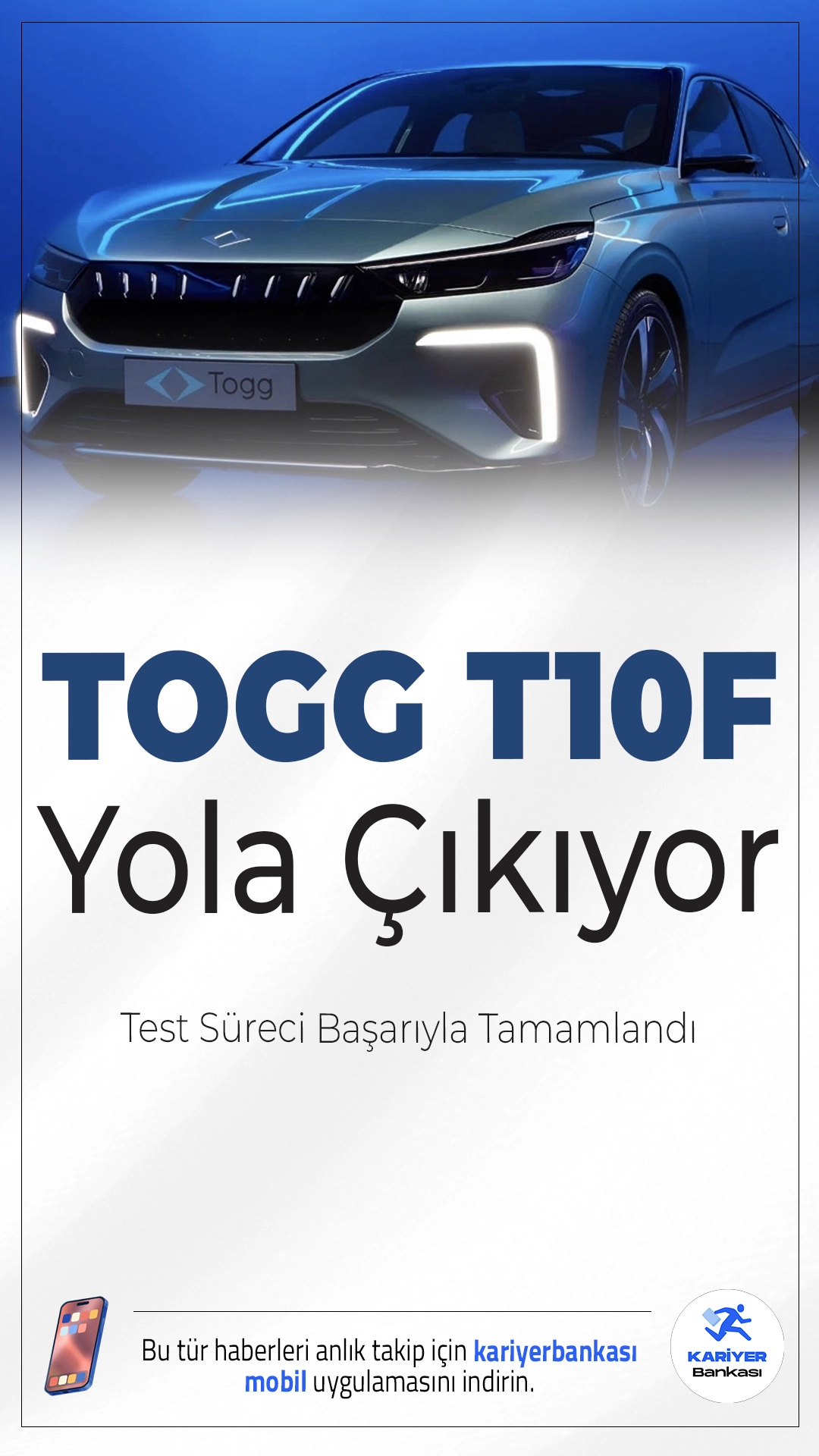 TOGG T10F Yola Çıkıyor: Test Süreci Başarıyla Tamamlandı.Türkiye'nin yerli otomobili TOGG'un yeni sedan modeli T10F, zorlu testleri başarıyla geçerek satışa bir adım daha yaklaştı. Eylül ayında ön siparişe açılması beklenen araç için heyecan dorukta.