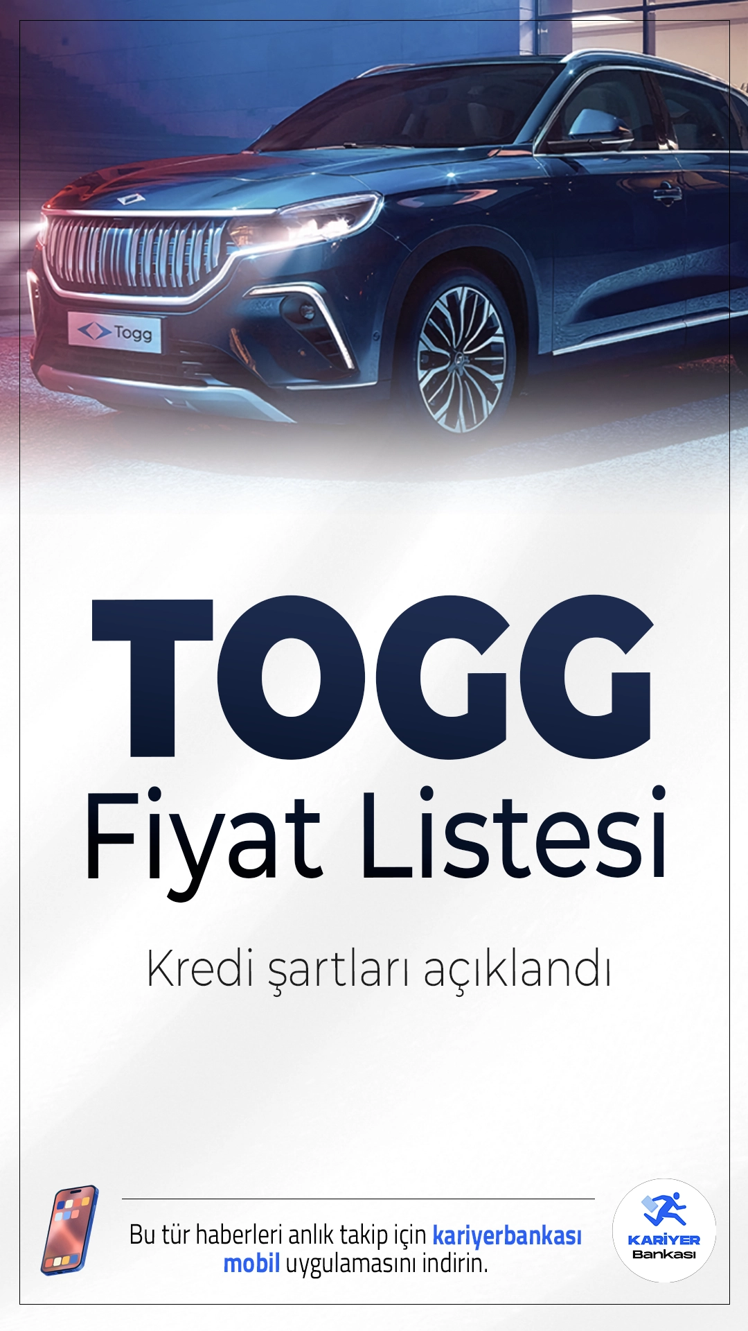 TOGG Fiyatlarına Rekor Zam!Yeni Liste ve Kredi Şartları Açıklandı.TOGG T10X fiyatlarına uzun süredir beklenen ÖTV zammı geldi. 2024’ten bu yana sabit kalan fiyatlar Ağustos 2025 itibarıyla ciddi şekilde arttı. Zamla birlikte tüm modellerin fiyatı 400 bin TL’nin üzerinde yükseldi.