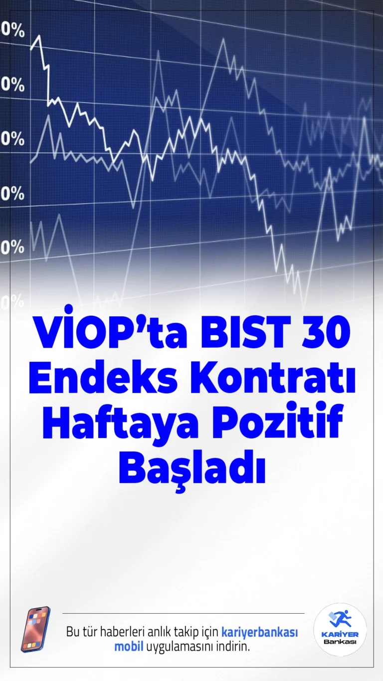 VİOP’ta BIST 30 Endeks Kontratı Haftaya Pozitif Başladı.Borsa İstanbul Vadeli İşlem ve Opsiyon Piyasası’nda (VİOP) BIST 30 endeksine dayalı ağustos vadeli kontrat, haftanın ilk işlem gününe yüzde 0,32 artışla 12.421 puandan giriş yaptı.