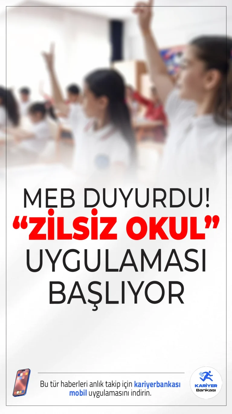 Uygun Okullarda "Zilsiz Okul" Dönemi Başlıyor.Yeni eğitim yılında bazı okullarda ziller çalmayacak. Milli Eğitim Bakanlığı, öğrencilerde sorumluluk bilincini artırmak amacıyla "zilsiz okul" uygulamasını hayata geçiriyor.
