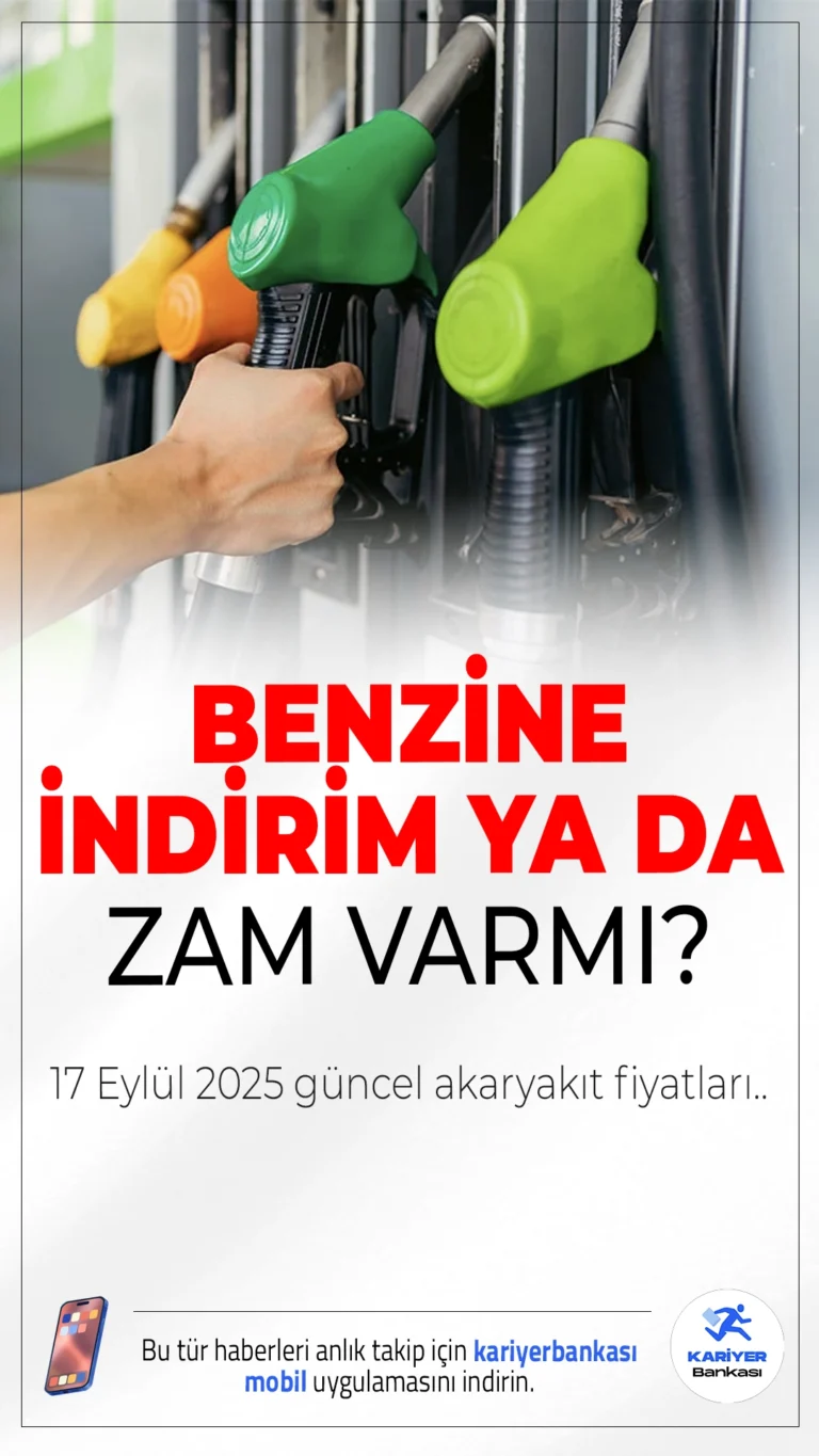 17 Eylül 2025 Akaryakıt Fiyatları: Benzin, Motorin ve LPG’de Son Durum.Döviz kurlarındaki hareketlilik ve brent petrol fiyatlarındaki dalgalanmalar nedeniyle akaryakıt fiyatları sürekli değişiyor. Peki 17 Eylül 2025 Çarşamba günü itibarıyla benzin, motorin ve LPG fiyatlarında zam ya da indirim var mı? İşte İstanbul, Ankara ve İzmir’de güncel pompa fiyatları…