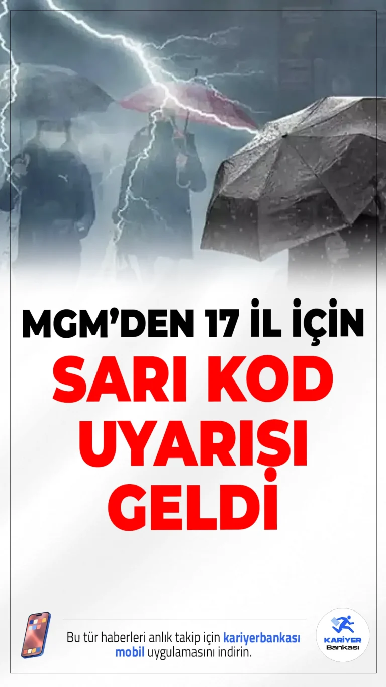 Meteoroloji'den Sarı Kodlu Uyarı: İstanbul ve 16 İl Daha Dikkat!29 Eylül 2025 tarihli hava durumu raporuna göre, İstanbul dahil 17 ilde gök gürültülü sağanak yağış bekleniyor. Meteoroloji, birçok kent için sarı kodlu uyarı yaptı.