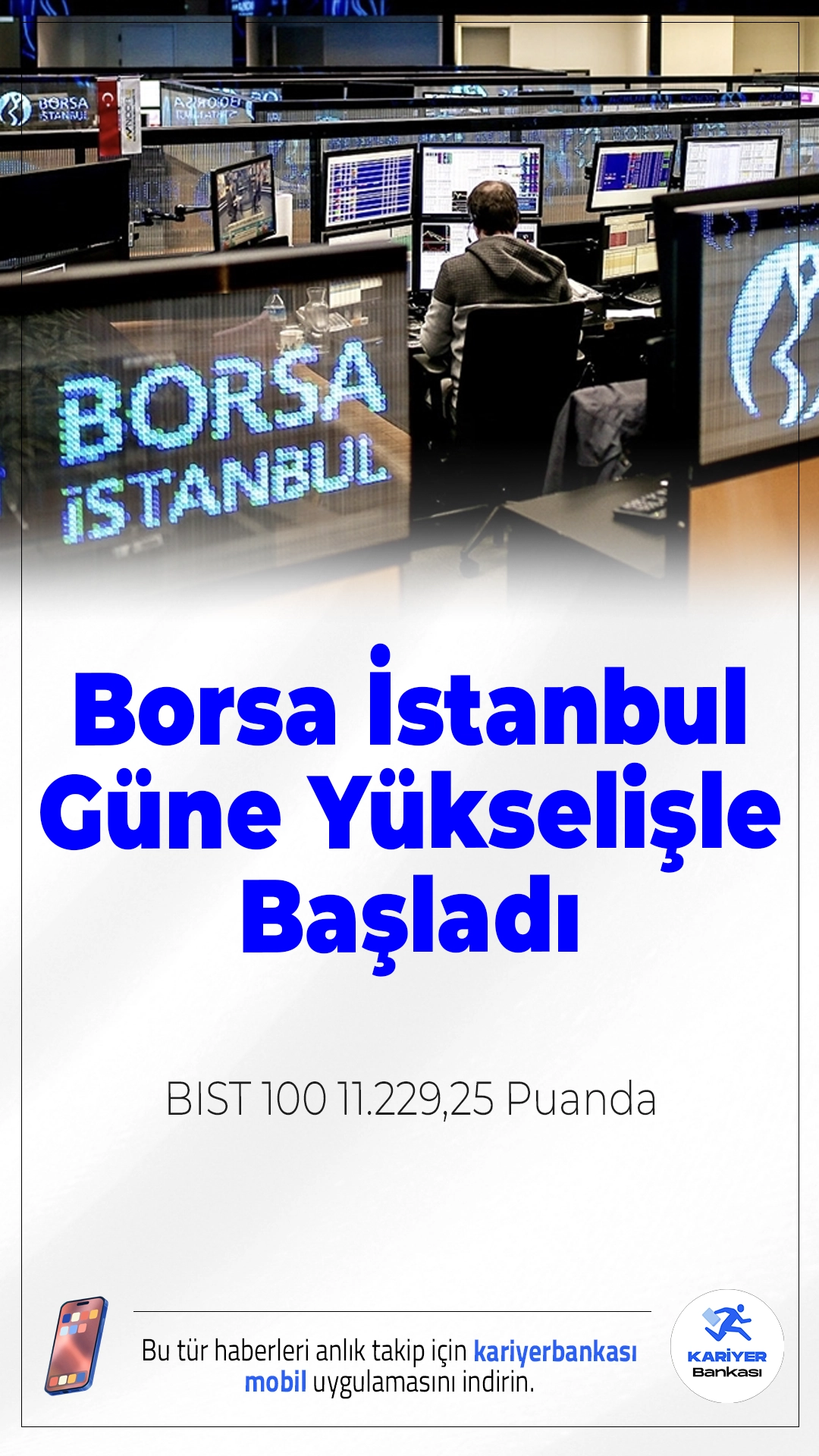 Borsa İstanbul Güne Yükselişle Başladı: BIST 100 11.229,25 Puanda.BIST 100 endeksi güne pozitif başladı. Açılışta yüzde 0,57 artışla 11.229,25 puanı gören endeks, dünkü kayıpların ardından toparlanma sinyali verdi.