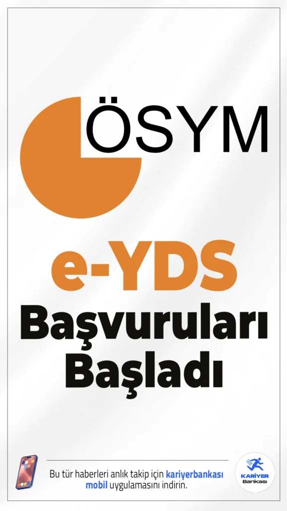e-YDS 2025/10 İngilizce Başvuruları Başladı.e-YDS 2025/10 İngilizce sınavı için başvurular başladı. Adaylar, 18 Eylül 2025'e kadar başvuru yapabilecek.