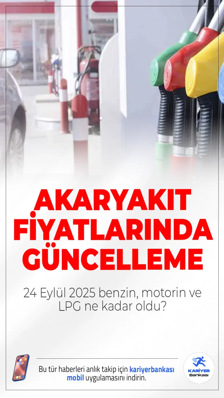 24 Eylül 2025 Benzin, Motorin ve LPG Ne Kadar Oldu?Brent petrol fiyatlarındaki hareketlilik ve döviz kurundaki dalgalanmalar, akaryakıt fiyatlarını doğrudan etkiliyor. İşte 24 Eylül 2025 Çarşamba günü itibarıyla büyük şehirlerde güncel benzin, motorin ve LPG fiyatları…