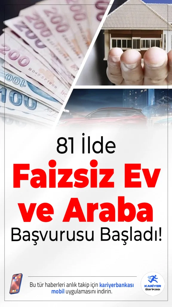 81 İlde Faizsiz Ev ve Araba Başvurusu Başladı.Kredi ve peşinat derdi olmadan ev ya da araç almak isteyenler için büyük fırsat! Emlak Katılım güvencesiyle başlatılan faizsiz finansman kampanyası ile herkes bütçesine uygun taksitlerle hayalindeki konuta veya araca sahip olabiliyor.