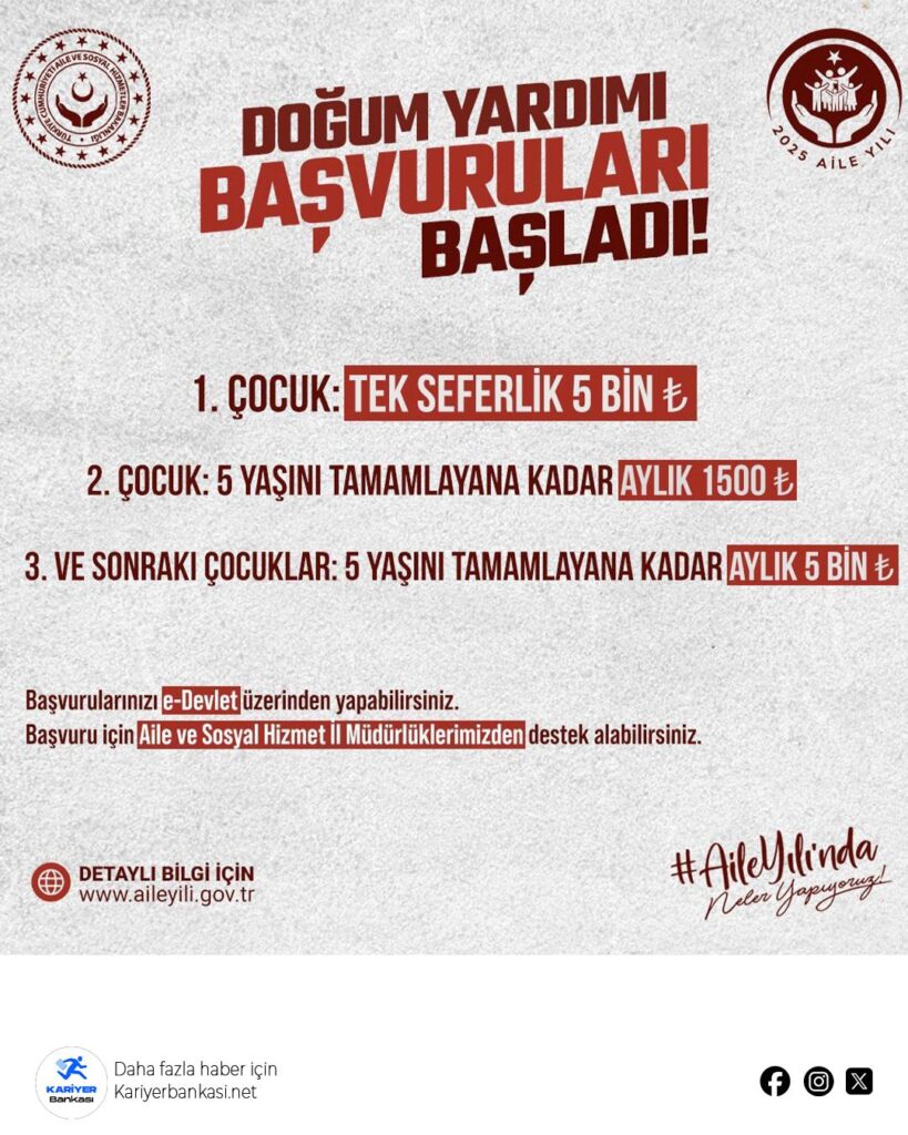 doğum yardımı ödemeleri 2025