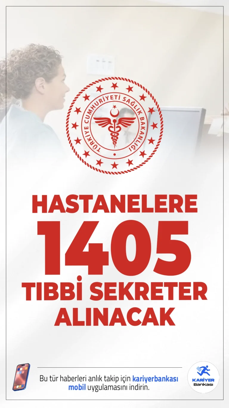 Hastanelere 1405 Tıbbi Sekreter Alınacak.KPSS 2025/5 ile Sağlık Bakanlığı hastanelere 1405 tıbbi sekreter alımı yapacak. ÖSYM üzerinden yayımlanan tercih kılavuzunda, Sağlık Bakanlığına 15 bin 247 personel alımı kapsamında ortaöğretim ve ön lisans mezunu adaylar arasından tıbbi sekreter alımı gerçekleştirilecek.Tıbbi sekreter alımı başvuruları bugün(29 Eylül) itibarıyla alınmaya başlandı. Başvuru yapacak adayların başvuru şartlarını ve nitelik kodlarını dikkatle incelemesi gerekmektedir.