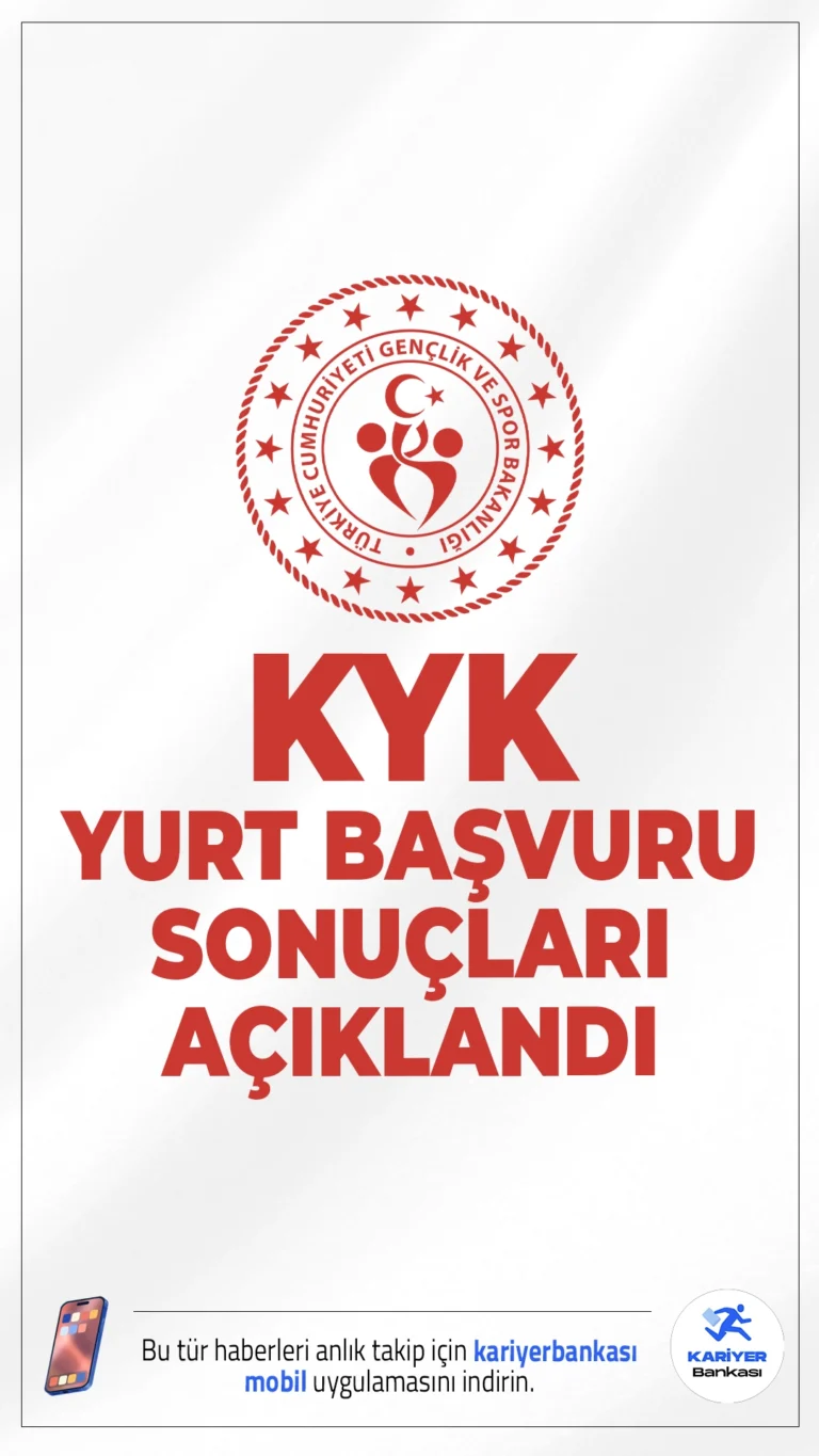 KYK Yurt Sonuçları Açıklandı.Gençlik ve Spor Bakanı Dr. Osman Aşkın Bak, GSB yurt yerleştirme sonuçlarının açıklandığını duyurdu. Öğrencilerin 13 Eylül saat 23.00’e kadar e-Devlet üzerinden taahhütnamelerini onaylamaları gerekiyor.