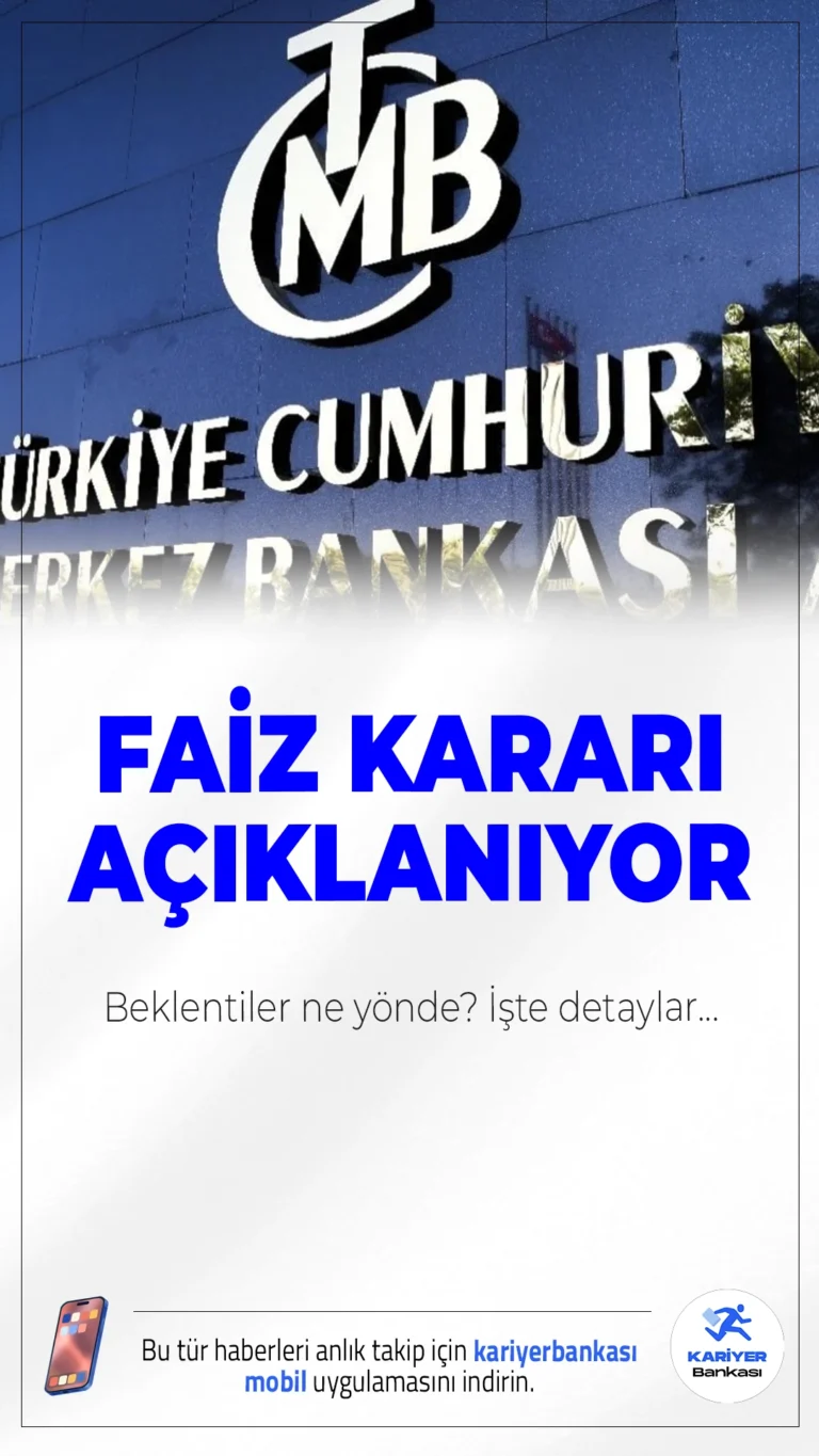 Merkez Bankası'nın Faiz Kararı Bekleniyor.Merkez Bankası, yılın yedinci faiz kararını bugün açıklayacak. Ekonomistler yeni bir faiz indirimi beklerken, karar metninde yer alacak mesajlar da yakından izlenecek.