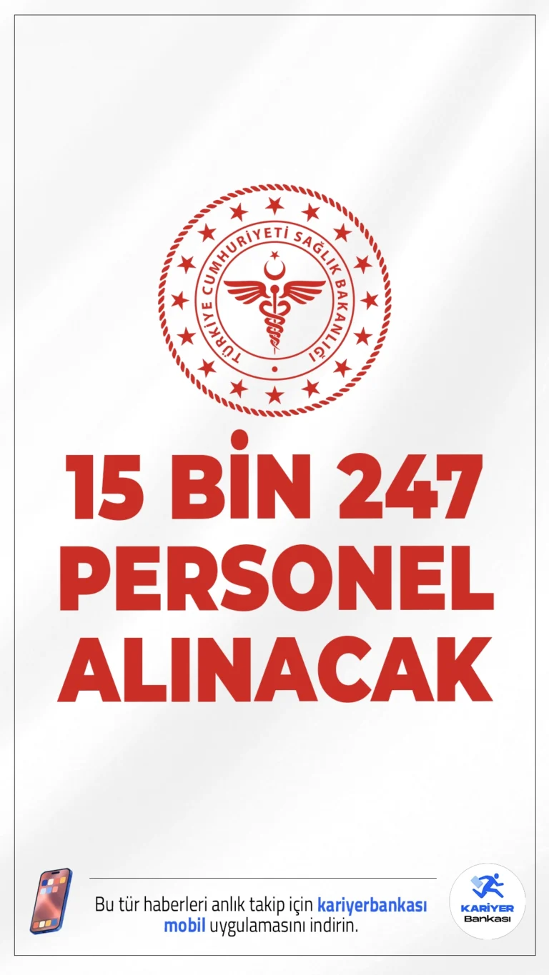 Sağlık Bakanlığı 15 Bin 247 Personel Alımı Yapacak.Sağlık Bakanlığı, 657 sayılı Devlet Memurları Kanunu’nun 4/B maddesi ve 663 sayılı KHK’nın 45/A maddesi kapsamında 15 bin 247 sözleşmeli personel alımı gerçekleştireceğini duyurdu. KPSS 2025/5 merkezi yerleştirme ile yapılacak bu alımlar için tercih süreci ÖSYM üzerinden yürütülecek.