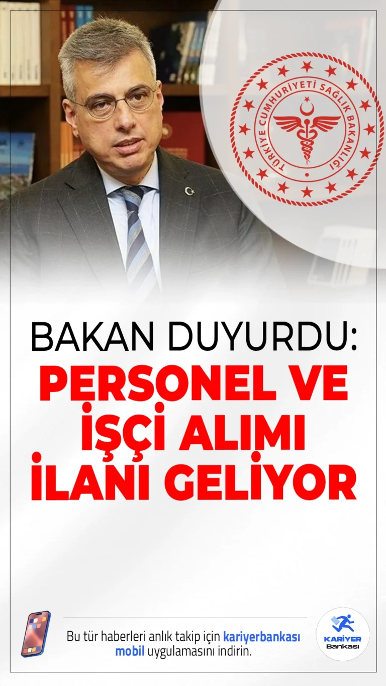 Sağlık Bakanlığı 17 Bin Personel ve İşçi Alımıyla İlgili Flaş.Sağlık Bakanlığı bünyesinde yapılacak yeni alımlar için hazırlıklar tamamlandı. Bakanlık kaynaklarına göre, personel ve sürekli işçi alımı ilanı gece yarısı itibarıyla Resmî Gazete’de yayımlanacak. Sağlık Bakanı Kemal Memişoğlu, yaptığı açıklamada heyecan yaratan şu sözleri kullandı: