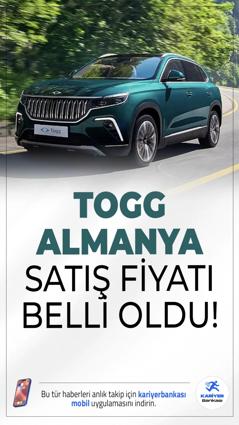 Togg'un Almanya'daki Satış Fiyatı Belli Oldu.Türkiye’nin yerli ve milli elektrikli otomobili Togg, Avrupa pazarına Almanya’dan giriş yaptı. Ocak 2026’da teslim edilmesi planlanan T10X ve T10F modellerinin Almanya fiyatları açıklandı.