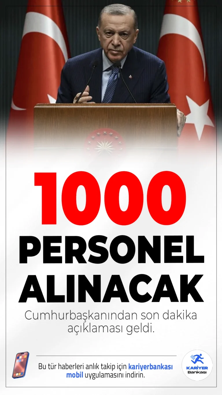 Adalet Bakanlığı 1000 Personel Alımı Yapacak. Kabine toplantısının ardından önemli açıklamalarda bulunan Cumhurbaşkanı Recep Tayyip Erdoğan Adalet Bakanlığına bin personel alımı müjdesini verdi.