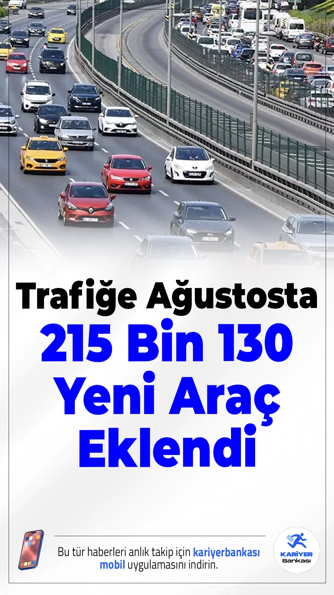 Trafiğe Ağustosta 215 Bin 130 Yeni Araç Eklendi.Ağustos ayında Türkiye’de trafiğe kaydı yapılan araç sayısı 215 bin 130 oldu. Aynı dönemde 4 bin 678 aracın kaydı silindi ve trafikteki toplam araç sayısı net 210 bin 452 arttı.