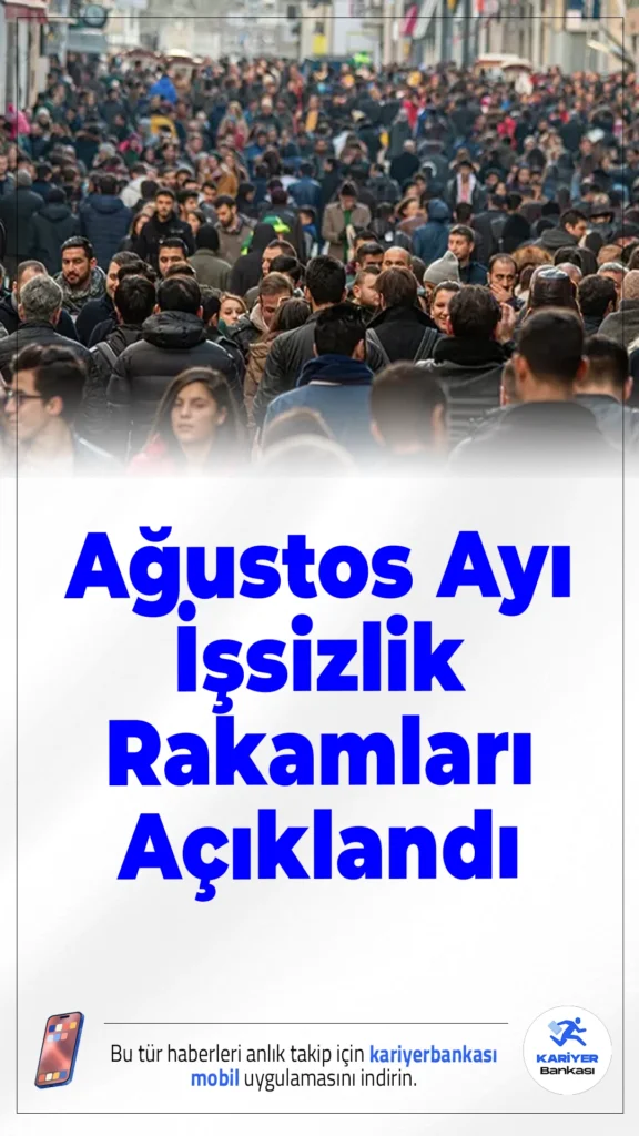 Ağustos Ayı İşsizlik Rakamları Açıklandı: İşsizlik Yükselişte.Türkiye'de ağustos ayında işsizlik oranı artış göstererek yüzde 8,5'e yükseldi. İşsiz sayısı 3 milyonu aşarken, genç işsizlikte de dikkat çeken bir artış yaşandı.