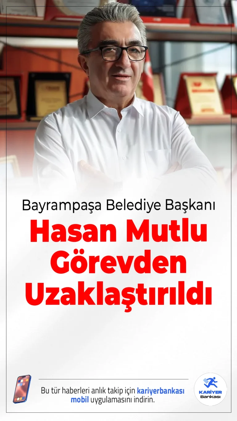 Bayrampaşa Belediye Başkanı Hasan Mutlu Görevden Uzaklaştırıldı.Bayrampaşa Belediye Başkanı Hasan Mutlu, yürütülen rüşvet ve zimmet soruşturması kapsamında tutuklanmasının ardından görevinden alındı.