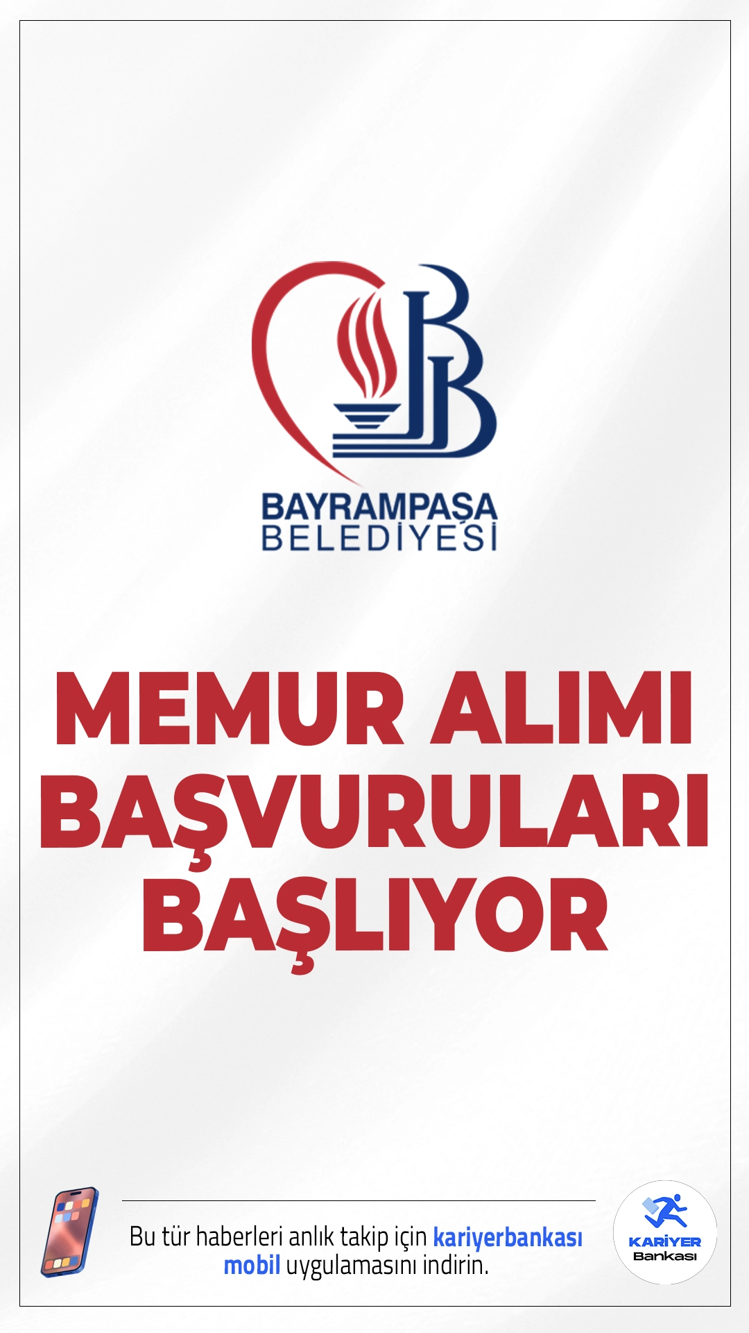 Bayrampaşa Belediyesi 23 Memur Alımı Başlıyor.Bayrampaşa Belediyesi ilk defa atanmak üzere toplam 23 memur alımı gerçekleştirecek. Başvurular yarın(15 Eylül 2025) başlıyor. Alımlar, KPSS puanına göre yapılacak yazılı sınavla belirlenecek. Adayların KPSS'den en az 70 puan almış olmaları gerekmektedir.İşte şartlar ve başvuru bilgileri...