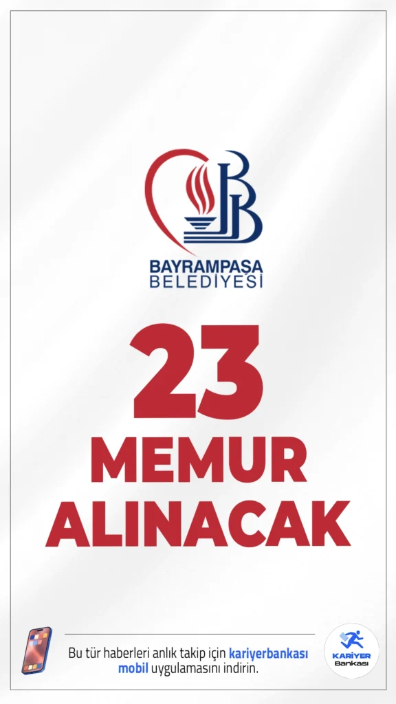 Bayrampaşa Belediyesi Memur Alımı Başvuru Tarihleri.İstanbul Bayrampaşa Belediyesi, farklı branşlarda toplam 23 memur alımı yapacağını duyurdu. KPSS şartı ile yapılacak alımlara başvurular Eylül ayında alınacak. İşte kadrolar, başvuru koşulları ve sınav detayları...
